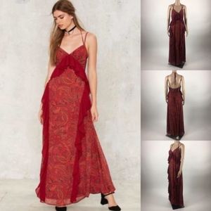 Nasty Gal Red Paisley Dress